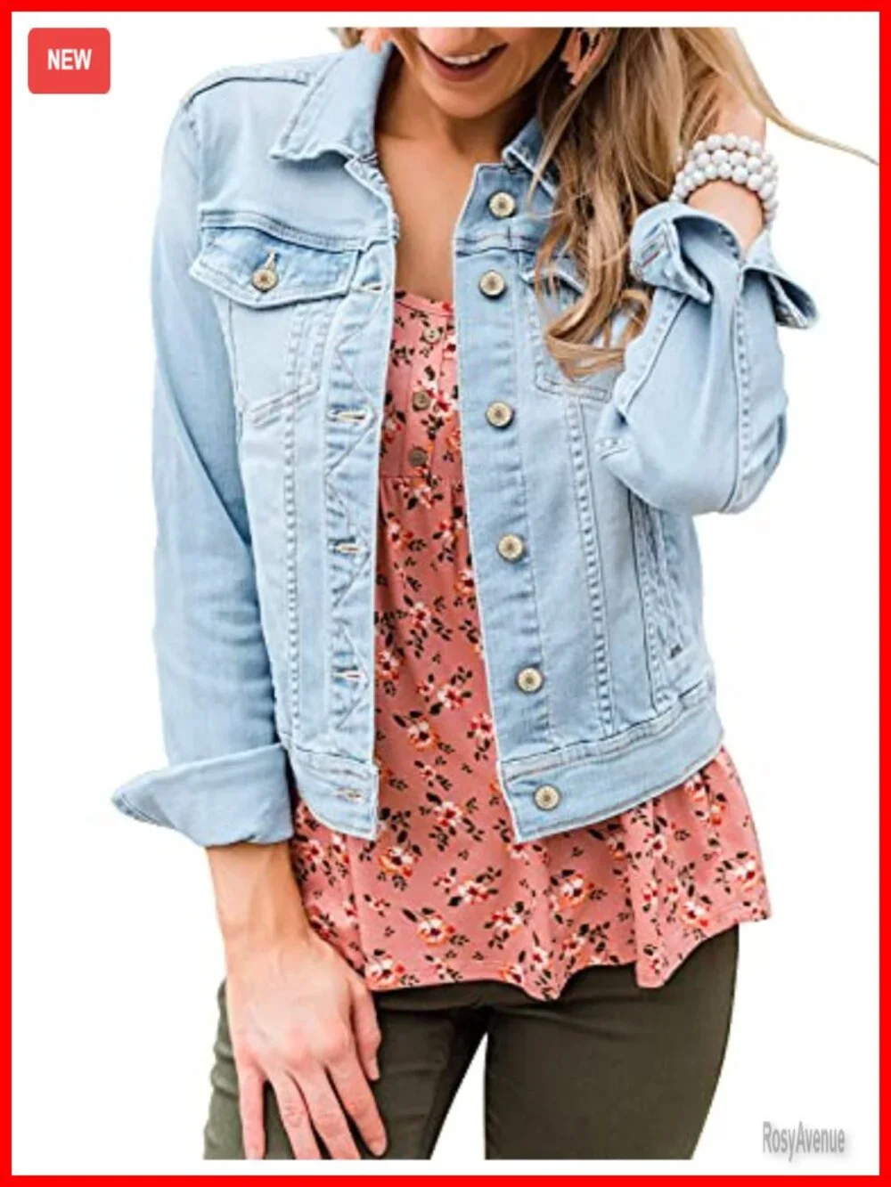 Long Sleeve Button Down Fitted Denim Jean Jacket